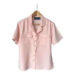 Vintage Shaver Lake Blouse Womens Size Medium Light Pink 80’s Style Button Down